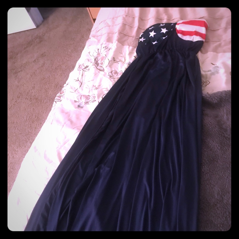 Strapless patriotic maxi dress